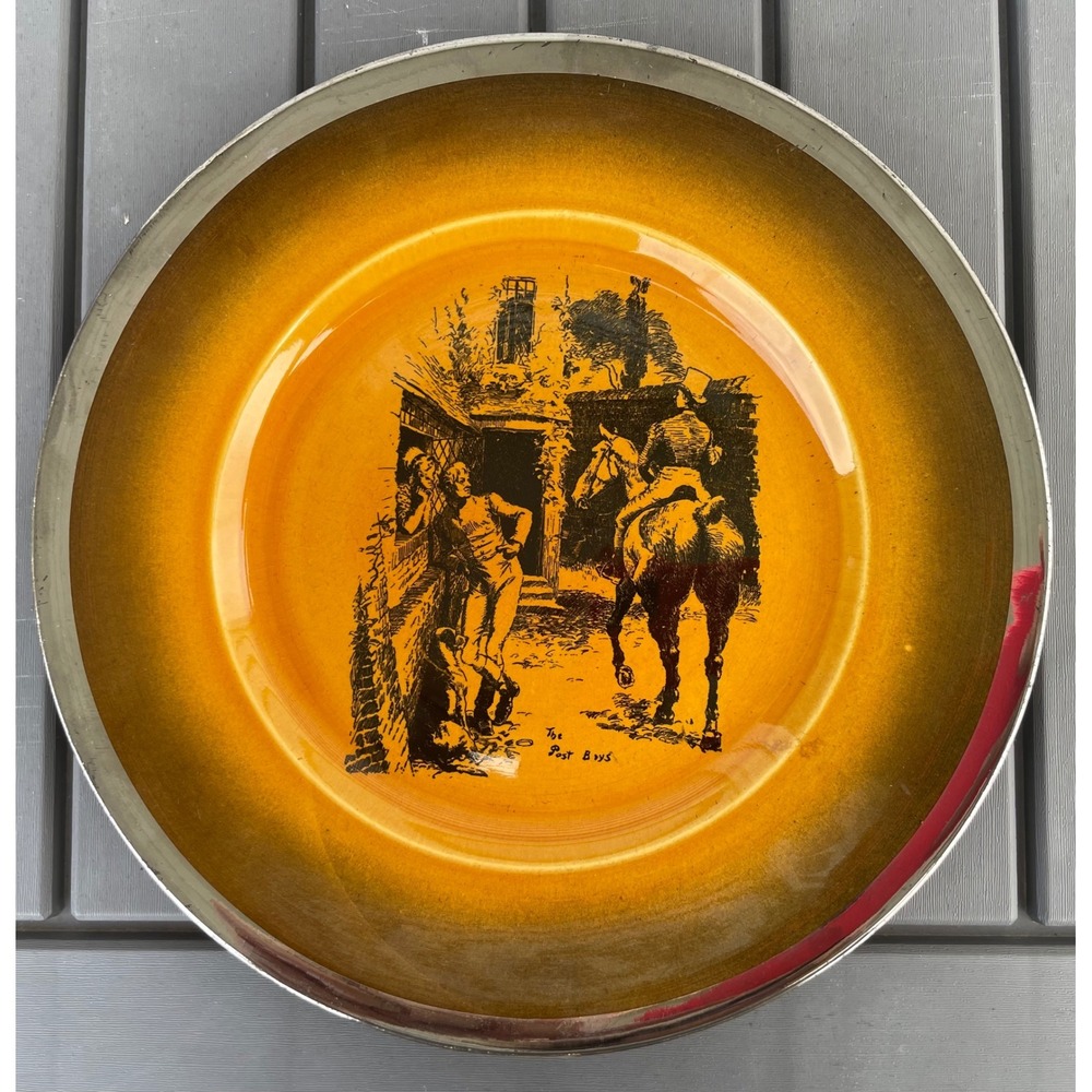 Ridgways Coaching Days & Coaching Ways The Post Boys Plate 9in Amber Gold Silver